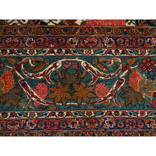 Load image into Gallery viewer, 10&#39;3&quot;x13&#39;5&quot; Lemon Icing with Alice Blue, Antique Persian Kashan, Flower and Fruit Design, Kork Wool with 300 KPSI, Full Pile, Soft and in Excellent Condition, Sides and Ends Professionally Secured, Oriental Rug Sh213 FWR1278