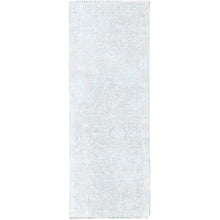 Load image into Gallery viewer, 2&#39;1&quot;x5&#39;10&quot; Papyrus White, Worn Down Fragment, Organic Wool Hand Knotted White Wash Old Persian Tabriz, Distressed Look and Sheared Low, Sides and Ends Secured, Oriental Runner Rug Sh220 FWR1320