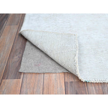 Load image into Gallery viewer, 2&#39;1&quot;x5&#39;10&quot; Papyrus White, Worn Down Fragment, Organic Wool Hand Knotted White Wash Old Persian Tabriz, Distressed Look and Sheared Low, Sides and Ends Secured, Oriental Runner Rug Sh220 FWR1320