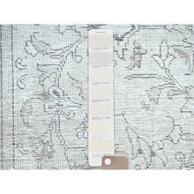 Load image into Gallery viewer, 2&#39;6&quot;x10&#39; Delicate White, Cropped Thin Fragment, Old Persian Tabriz Hand Knotted Pure Wool, Distressed Look, Evenly Worn, Sides and Ends Secured, White Wash Oriental Runner Rug Sh223 FWR1338