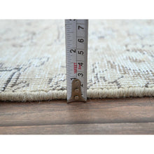 Load image into Gallery viewer, 2&#39;6&quot;x10&#39; Delicate White, Cropped Thin Fragment, Old Persian Tabriz Hand Knotted Pure Wool, Distressed Look, Evenly Worn, Sides and Ends Secured, White Wash Oriental Runner Rug Sh223 FWR1338