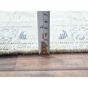 2'2"x9' Link White, Fragment, Even Wear With Distressed Look, Hand Knotted, Cropped Thin, White Wash, Vintage Persian Tabriz, Sides And Ends Secured Professionally, Runner Oriental Rug Sh226 FWR1356