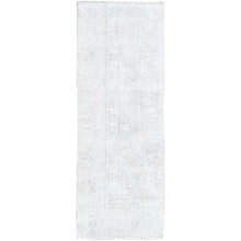 Load image into Gallery viewer, 2&#39;2&quot;x5&#39;10&quot; Smoke White, Fagment, Cropped Thin, Hand Knotted, Ends And Sides Secured Professionally, Evenly Worn With No Holes, White Washed, All Natural Wool, Vintage Persian Tabriz, Runner Oriental Rug Sh228 FWR1368