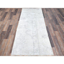 Load image into Gallery viewer, 2&#39;2&quot;x5&#39;10&quot; Smoke White, Fagment, Cropped Thin, Hand Knotted, Ends And Sides Secured Professionally, Evenly Worn With No Holes, White Washed, All Natural Wool, Vintage Persian Tabriz, Runner Oriental Rug Sh228 FWR1368