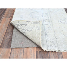 Load image into Gallery viewer, 2&#39;2&quot;x5&#39;10&quot; Smoke White, Fagment, Cropped Thin, Hand Knotted, Ends And Sides Secured Professionally, Evenly Worn With No Holes, White Washed, All Natural Wool, Vintage Persian Tabriz, Runner Oriental Rug Sh228 FWR1368