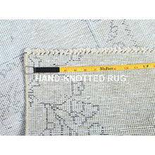 Load image into Gallery viewer, 2&#39;2&quot;x5&#39;10&quot; Smoke White, Fagment, Cropped Thin, Hand Knotted, Ends And Sides Secured Professionally, Evenly Worn With No Holes, White Washed, All Natural Wool, Vintage Persian Tabriz, Runner Oriental Rug Sh228 FWR1368