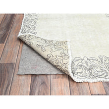 Load image into Gallery viewer, 2&#39;9&quot;x10&#39; Cough Mixture White, Cropped Thin, Natural And Soft Wool, Hand Knotted, Even Wear, Open Field Border Design, White Wash, Ends And Sides Secured, Vintage Persian Tabriz, Runner Oriental Rug Sh233 FWR1398