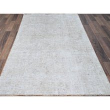 Load image into Gallery viewer, 3&#39;9&quot;x6&#39;1&quot; Vanilla Ice White, Fragment, Great Condition, Pure Wool, Hand Knotted, Faded Out, Worn Down, Cropped Thin, Ends And Sides Secured Professionally And Cleaned, Persian Vintage Oriental Rug Sh236 FWR1416