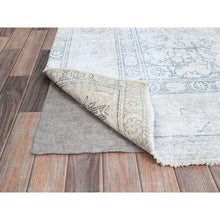 Load image into Gallery viewer, 3&#39;2&quot;x5&#39;2&quot; Old Wood White, Cleaned, Ends And Sides Secured, Soft And Shiny Wool, Hand Knotted, Fragment, Persian Vintage, Worn and Distressed Condition with No Holes, Oriental Rug Sh237 FWR1422