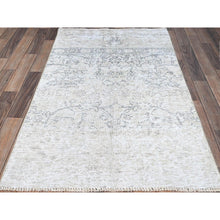 Load image into Gallery viewer, 3&#39;1&quot;x5&#39;2&quot; Papyrus White, Nomad Creation and Rural Heritage, All Natural Wool, Evenly Worn, Distressed, Ends And Sides Secured, Hand Knotted, Sheared Low, Great Condition, Persian Vintage Oriental Rug Sh238 FWR1428