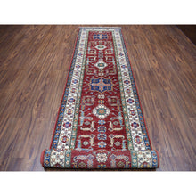 Load image into Gallery viewer, 3&#39;5&quot;x19&#39;3&quot; Red Super Kazak Geometric Design Hand-Knotted XL Runner Oriental Rug FWR302514