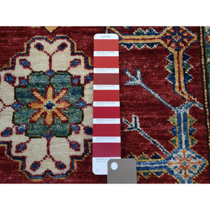 3'5"x19'3" Red Super Kazak Geometric Design Hand-Knotted XL Runner Oriental Rug FWR302514