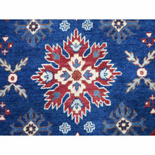 Load image into Gallery viewer, 4&#39;1&quot;x5&#39;10&quot; Navy Blue Geometric Design Kazak Pure Wool Hand-Knotted Oriental Rug FWR306798