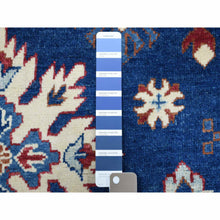 Load image into Gallery viewer, 4&#39;1&quot;x5&#39;10&quot; Navy Blue Geometric Design Kazak Pure Wool Hand-Knotted Oriental Rug FWR306798