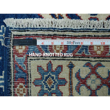 Load image into Gallery viewer, 4&#39;1&quot;x5&#39;10&quot; Navy Blue Geometric Design Kazak Pure Wool Hand-Knotted Oriental Rug FWR306798