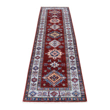 Load image into Gallery viewer, 2&#39;7&quot;x8&#39;6&quot; Red Hand-Knotted Geometric Design Super Kazak Pure Wool Oriental Runner Rug FWR333216