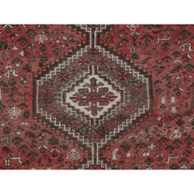 Load image into Gallery viewer, 6&#39;9&quot;x9&#39;6&quot; Red Vintage and Worn Down Geometric Design Persian Shiraz Clean Hand Knotted Oriental Rug FWR346698