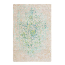 Load image into Gallery viewer, 6&#39;1&quot;x8&#39;10&quot; Ivory Touch Of Green Pure Silk With Textured Wool Hand Knotted Oriental Rug FWR350622