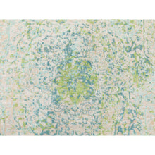 Load image into Gallery viewer, 6&#39;1&quot;x8&#39;10&quot; Ivory Touch Of Green Pure Silk With Textured Wool Hand Knotted Oriental Rug FWR350622