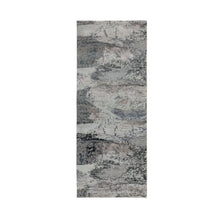 Load image into Gallery viewer, 2&#39;8&quot;x7&#39;8&quot; Gray Abstract Design Wool And Silk Runner Hand Knotted Oriental Rug FWR350748