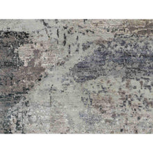 Load image into Gallery viewer, 2&#39;8&quot;x7&#39;8&quot; Gray Abstract Design Wool And Silk Runner Hand Knotted Oriental Rug FWR350748