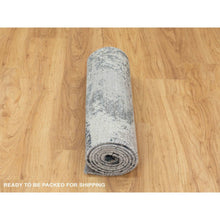 Load image into Gallery viewer, 2&#39;8&quot;x7&#39;8&quot; Gray Abstract Design Wool And Silk Runner Hand Knotted Oriental Rug FWR350748