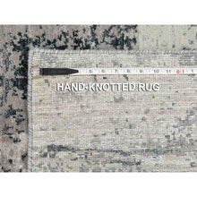 Load image into Gallery viewer, 2&#39;8&quot;x7&#39;8&quot; Gray Abstract Design Wool And Silk Runner Hand Knotted Oriental Rug FWR350748