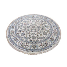 Load image into Gallery viewer, 4&#39;2&quot;x4&#39;2&quot; Ivory Wool And Silk 250 Kpsi All Over Design Nain Hand-Knotted Oriental Round Rug FWR356478