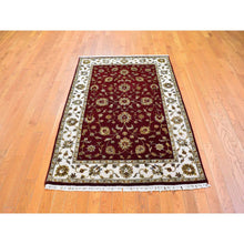 Load image into Gallery viewer, 4&#39;x6&#39; Red Half Wool and Half Silk Rajasthan Hand Knotted Oriental Rug FWR357564