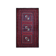 Load image into Gallery viewer, 3&#39;5&quot;x6&#39;1&quot; Vintage Persian Baluch with Bashir Design Red Organic Wool Hand Knotted Oriental Rug FWR359310