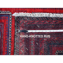 Load image into Gallery viewer, 3&#39;5&quot;x6&#39;1&quot; Vintage Persian Baluch with Bashir Design Red Organic Wool Hand Knotted Oriental Rug FWR359310