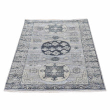 Load image into Gallery viewer, 3&#39;x5&#39;2&quot; Khotan Design Pure Silk with Textured Wool Gray Hand Knotted Oriental Rug FWR359724