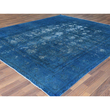 Load image into Gallery viewer, 9&#39;8&quot;x10&#39;10&quot; Blue Vintage Overdyed Persian Tabriz Distressed Worn Wool Shaved Down Hand Knotted Squarish Oriental Rug FWR368922