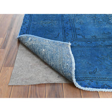 Load image into Gallery viewer, 9&#39;8&quot;x10&#39;10&quot; Blue Vintage Overdyed Persian Tabriz Distressed Worn Wool Shaved Down Hand Knotted Squarish Oriental Rug FWR368922