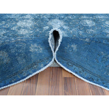 Load image into Gallery viewer, 9&#39;8&quot;x10&#39;10&quot; Blue Vintage Overdyed Persian Tabriz Distressed Worn Wool Shaved Down Hand Knotted Squarish Oriental Rug FWR368922