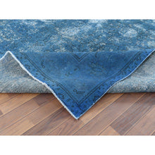 Load image into Gallery viewer, 9&#39;8&quot;x10&#39;10&quot; Blue Vintage Overdyed Persian Tabriz Distressed Worn Wool Shaved Down Hand Knotted Squarish Oriental Rug FWR368922