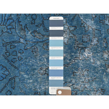 Load image into Gallery viewer, 9&#39;8&quot;x10&#39;10&quot; Blue Vintage Overdyed Persian Tabriz Distressed Worn Wool Shaved Down Hand Knotted Squarish Oriental Rug FWR368922