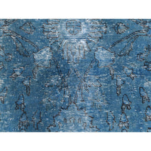 Load image into Gallery viewer, 9&#39;8&quot;x10&#39;10&quot; Blue Vintage Overdyed Persian Tabriz Distressed Worn Wool Shaved Down Hand Knotted Squarish Oriental Rug FWR368922