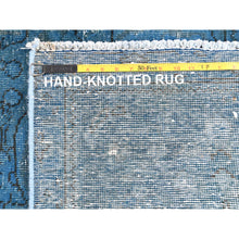 Load image into Gallery viewer, 9&#39;8&quot;x10&#39;10&quot; Blue Vintage Overdyed Persian Tabriz Distressed Worn Wool Shaved Down Hand Knotted Squarish Oriental Rug FWR368922