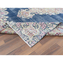 Load image into Gallery viewer, 8&#39;6&quot;x11&#39;2&quot; Distressed Look, Worn Wool, Sheared Low, Hand Knotted, Denim Blue, Vintage Persian Kerman, Oriental Rug FWR370806