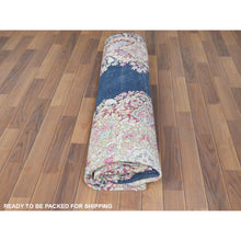 Load image into Gallery viewer, 8&#39;6&quot;x11&#39;2&quot; Distressed Look, Worn Wool, Sheared Low, Hand Knotted, Denim Blue, Vintage Persian Kerman, Oriental Rug FWR370806