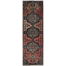 Load image into Gallery viewer, 3&#39;1&quot;x9&#39;6&quot; Terracotta Red Worn Wool Hand Knotted Vintage Persian Hamadan, Cropped Thin Distressed Look, Wide Runner Oriental Rug FWR371640