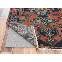 Load image into Gallery viewer, 3&#39;1&quot;x9&#39;6&quot; Terracotta Red Worn Wool Hand Knotted Vintage Persian Hamadan, Cropped Thin Distressed Look, Wide Runner Oriental Rug FWR371640