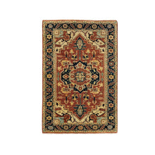 Load image into Gallery viewer, 3&#39;1&quot;x5&#39;2&quot; Soft And Supple Wool Red Antiqued Heriz Re-Creation Hand Knotted Oriental Rug FWR372108