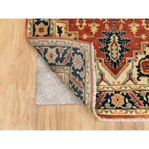 3'1"x5'2" Soft And Supple Wool Red Antiqued Heriz Re-Creation Hand Knotted Oriental Rug FWR372108