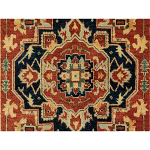 3'1"x5'2" Soft And Supple Wool Red Antiqued Heriz Re-Creation Hand Knotted Oriental Rug FWR372108