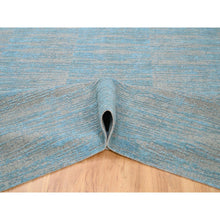 Load image into Gallery viewer, 10&#39;x14&#39; Blue Jacquard Hand Loomed Modern Organic Wool And Art Silk Oriental Rug FWR372702