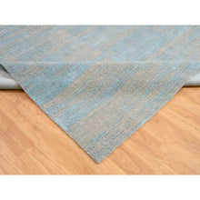 Load image into Gallery viewer, 10&#39;x14&#39; Blue Jacquard Hand Loomed Modern Organic Wool And Art Silk Oriental Rug FWR372702