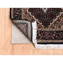 Load image into Gallery viewer, 2&#39;7&quot;X11&#39;10&quot; Black Fish Medallion Design Tabriz Mahi Hand Knotted Wool And Silk Oriental Runner Rug FWR375042