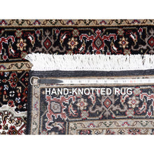 Load image into Gallery viewer, 2&#39;7&quot;X11&#39;10&quot; Black Fish Medallion Design Tabriz Mahi Hand Knotted Wool And Silk Oriental Runner Rug FWR375042